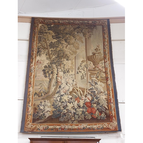 92 - 19th Century French Aubusson Tapestry'Representing a very colourful Flower Garden with large Urns on... 