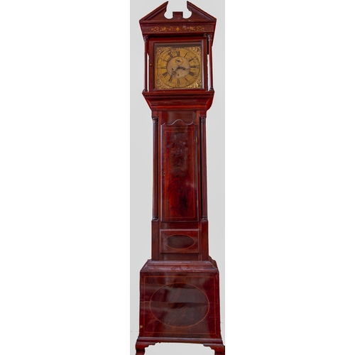 105 - A fine Irish George III period inlaid mahogany Longcase Clock, with a divided pediment above a squar... 