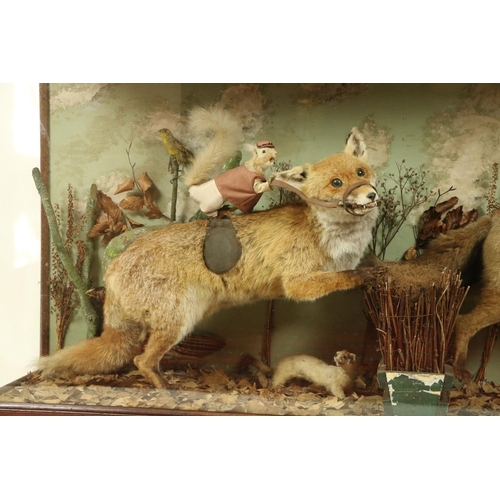 115 - Taxidermy:  A rare Victorian Anthropomorphic Diorama, depicting a racing scene with two saddled foxe... 