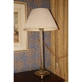 A heavy brass mounted tall Table Lamp, with spiral reeded glass stem on circular base with sprouting... 