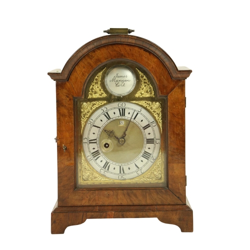 81 - A fine walnut cased Bracket Clock, by James Mangen, Cork, with single fusée movement striking on a s... 