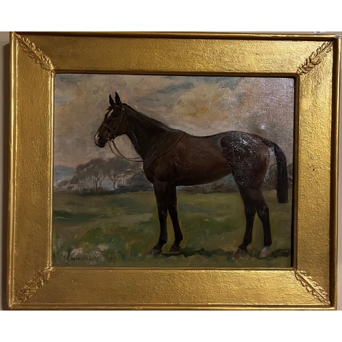 193 - Hilda Cholmondeley (1901-1979)'Portrait of a Horse in a Seaside Field,' O.O.C., Signed lower left, 4... 