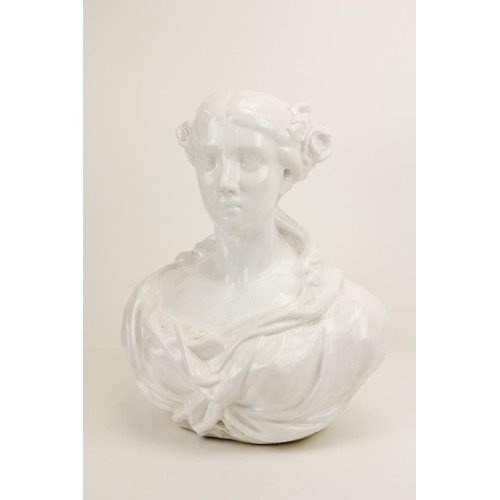 197 - A fine large glazed white porcelain Bust of Jenny Lind (by repute) Head and Shoulder, 53cms (21''). ... 