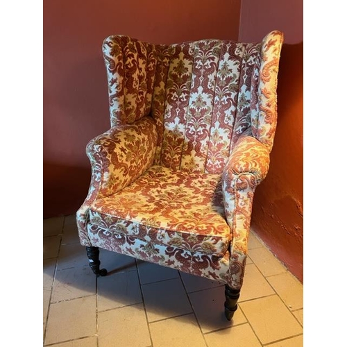 159 - A very fine Irish William IV period mahogany wing back Porters type Armchair, with padded and reeded... 