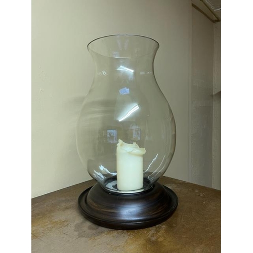 177 - A large cylindrical brass and glass Candle Lantern, approx. 50cms (19 1/2