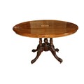 A late Victorian inlaid oval walnut Loo Table, on carved quadruple pod, approx. 117cms long (46