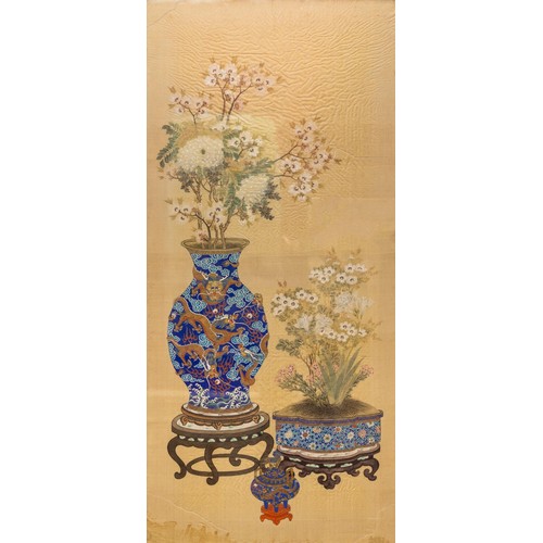 95 - 19th Century Chinese SchoolA superb set of Six 19th Century monochrome Paintings on silk, with varia... 