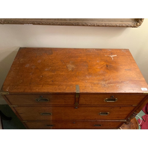 190 - A Victorian mahogany two part brass bound Military Chest, in the manner of Ross, Dublin, with an arr... 