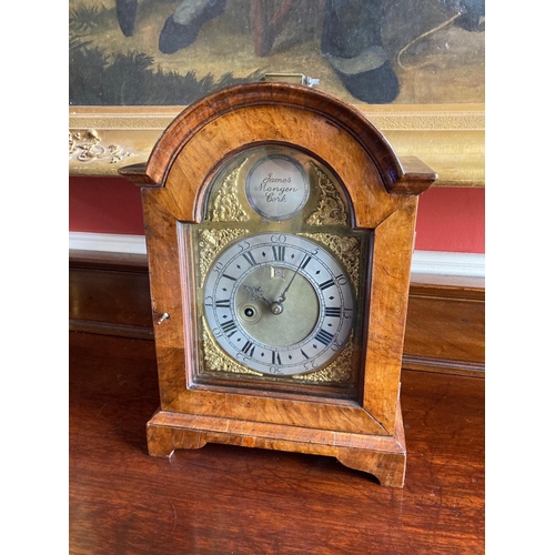 81 - A fine walnut cased Bracket Clock, by James Mangen, Cork, with single fusée movement striking on a s... 