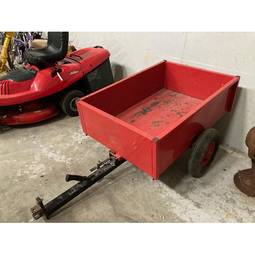 572 - A red painted steel framed Garden Trailer. (1)