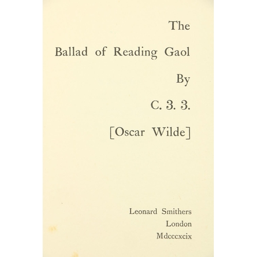 39 - [Wilde (Oscar)] The Ballad of Reading Gaol by C. 33, [Oscar Wilde], roy 8vo Lond. (Leonard Smithers)... 