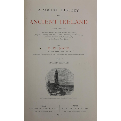 138 - Joyce (P.W.) A Social History of Ancient Ireland, 2 vols. Lond. & Dublin 1913. Second ... 