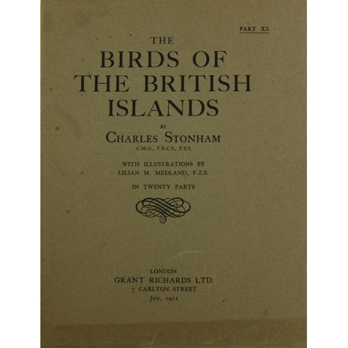 242 - Stonham (Charles) The Birds of the British Islands, 5 vols. in 20 parts lg. 4to Lond. 1906-1911. Fir... 