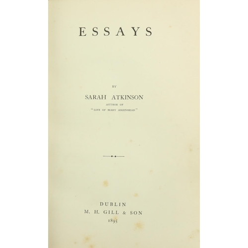 281 - Fine Binding: Atkinson (Sarah) Essays, 8vo Dublin (M.H. Gill & Son) 1895. First Edn., ... 