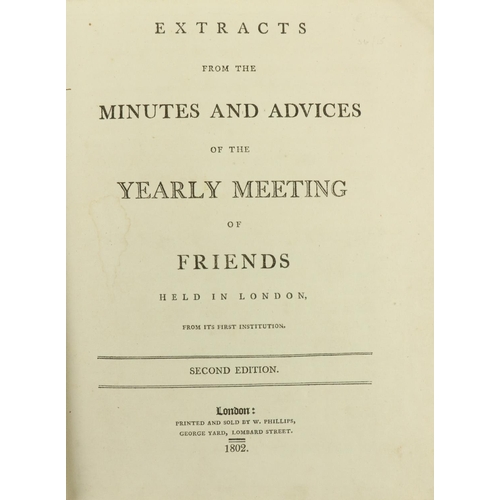 358 - Quakers:  Advices and Rules agreed to by The Yearly Meeting of the Friends in Ireland, 4to Dublin 18... 