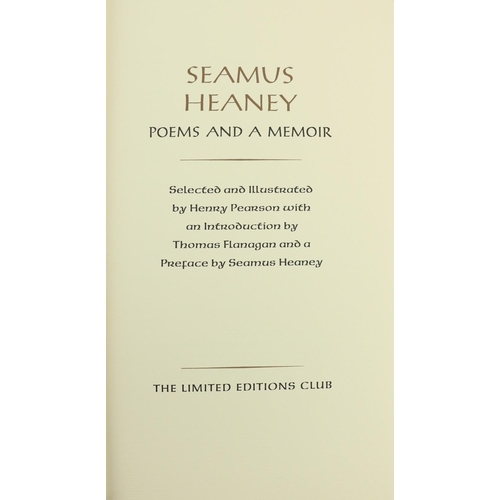 383 - Heaney (Seamus) Poems and a Memoir,  & illus. Henry Pearson, intro. Thomas Flanagan, NY 1982, Li... 