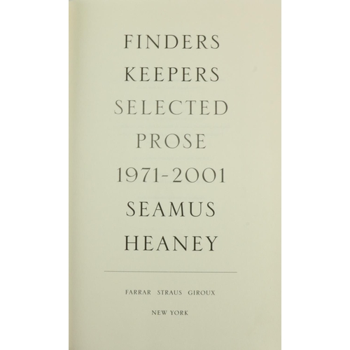 604 - Heaney (Seamus) Finders Keepers, Selected Prose 1971-2001, L. 2002, Faber, First Edn., orig. cl. in ... 