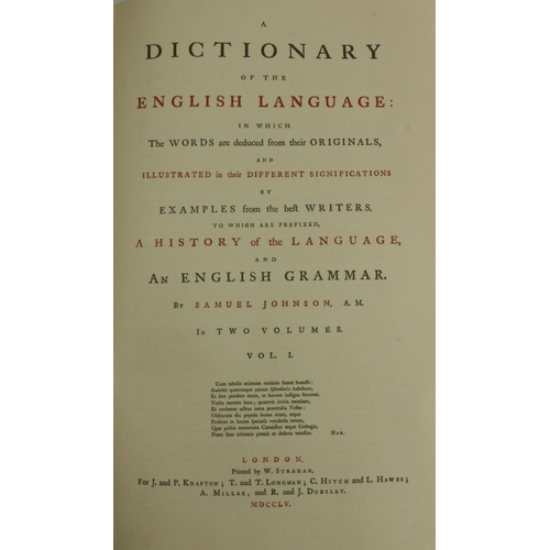 633 - Fine Limited Fac-simile EditionJohnson (Samuel) A Dictionary of the English Language, 2 vols. V. lar... 