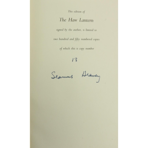 602 - Heaney (Seamus) The Haw Lantern, N.Y. 1987, First US Edn., No. 13 of 200 copies, specially bound and... 