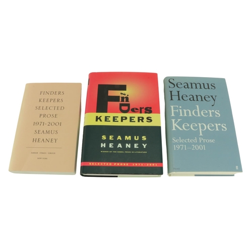 604 - Heaney (Seamus) Finders Keepers, Selected Prose 1971-2001, L. 2002, Faber, First Edn., orig. cl. in ... 