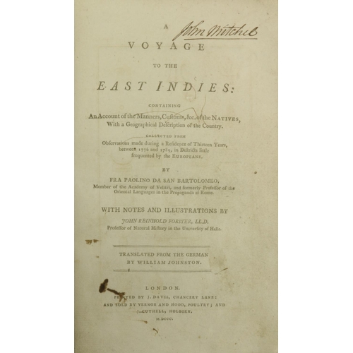 656 - Signed by John Mitchel, Young IrelanderSan Bartolomeo (Fra Paolino) A Voyage to the East Indies, Con... 