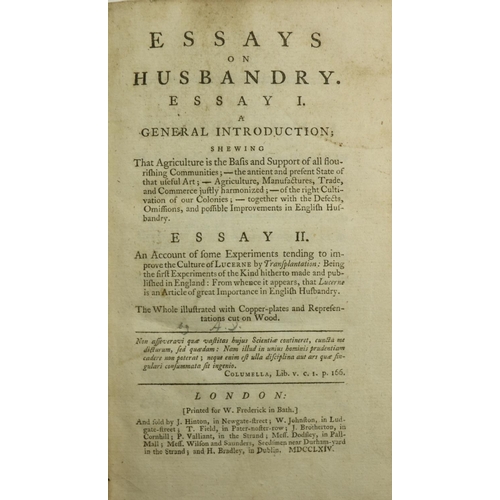 1020 - [Harte (Walter)] Essays on Husbandry, Essays I & Essay II, 8vo Lond. 1764. First Edn., 5 engd. p... 