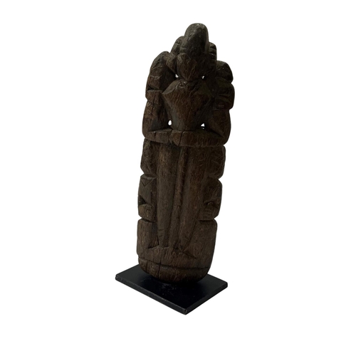 1072 - Artefact: A Medieval carved wooden Figure, of a standing Knight in armour with standing sword to fro... 