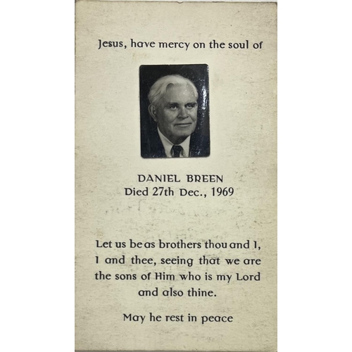 934 - [Dan Breen] An In Memoriam Card with black and white Photograph of Daniel Breen (date 27 December, 1... 