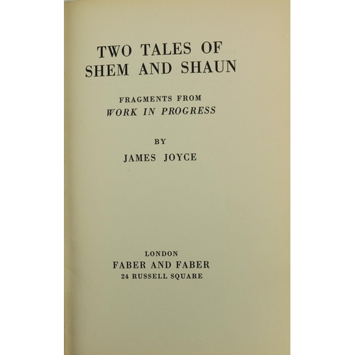 953 - Joyce (James) Two Tales of Shem and Shaun, 8vo L. (Faber & Faber) 1932, First UK Edn., blue boar... 