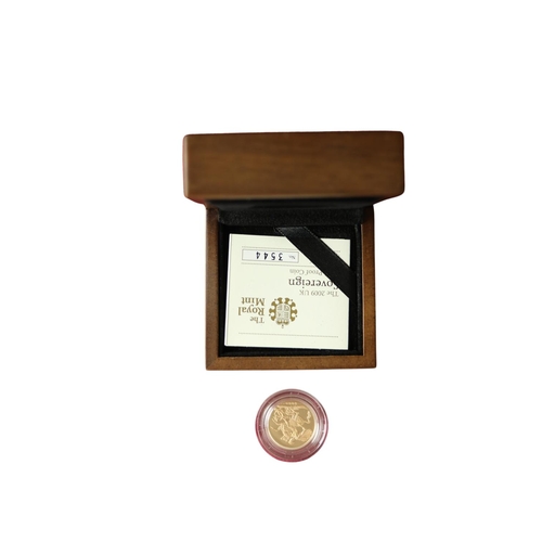 1092 - Gold Coin:  Royal Mint, The 2009 UK Sovereign gold Proof Coin, cased with card. (1)... 