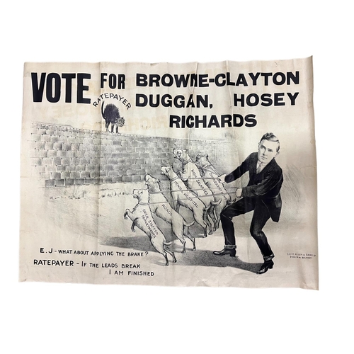 924 - Poster:  Political Poster [David Allen & Sons Ld., Dublin & Belfast] Vote for Brown - Clayto... 