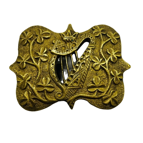 926 - A rare 19th Century Fenian Soldiers bronze Belt Buckle, the bow shaped design with central harp and ... 