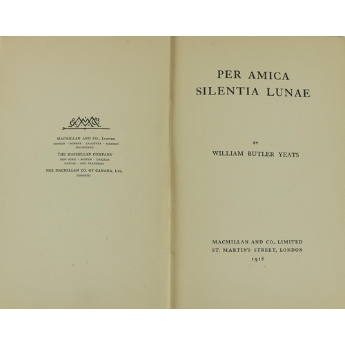 970 - Yeats (W.B.) Per Amica Silentia Lunae, 8vo, L. (MacMillan) 1918, First Edn., hf. title, blue cloth f... 