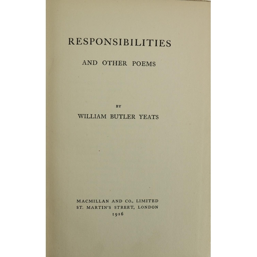 971 - Yeats (W.B.) Responsibilities and Other Poems, 8vo, L. (MacMillan & Co.) 1916, First Edn., hf. t... 