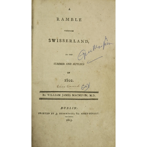 982 - Travels by Distinguished United Irishman1798: Macrevin (Wm. James) A Ramble through Swisserland, in ... 