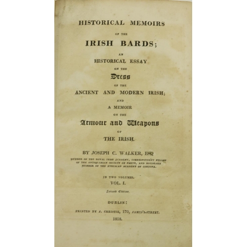 994 - Walker (Joseph C.) Historical Memoirs of the Irish Bards; An Historical Essay on the Dress of the An... 