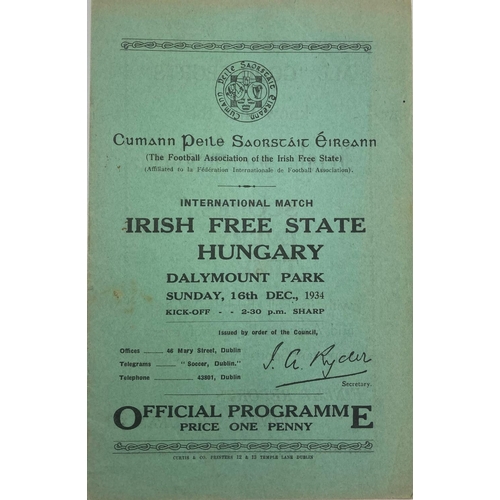 1124 - Programme: Football, F.A.I, 1934, Official Match Programme International, Irish Free State v. Hungar... 