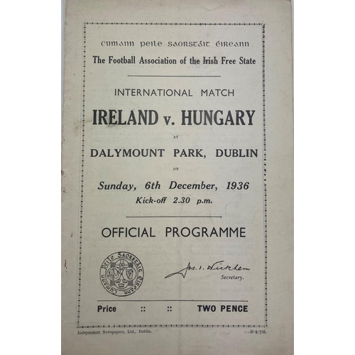 1125 - Programme:  Football, F.A.I., 1936, Official Match Programme, International Match - Ireland v. Hunga... 