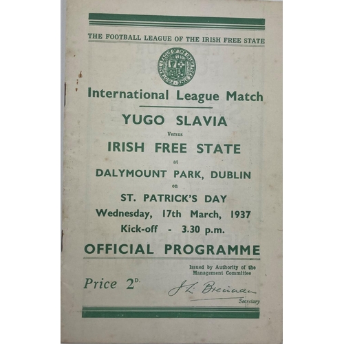 1127 - Programme:  Football, F.A.I., 1937, Official Match Programme, International League Match, Yugoslavia... 