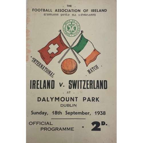 1129 - Programme: Football, F.A.I, 1938, Official Match Programme, Ireland v. Switzerland at Dalymount Park... 