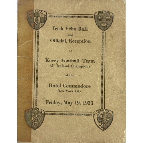 1150 - G.A.A.:  Booklet - Football 1933, Irish Echo, Ball and Official Reception to Kerry Football Champion... 