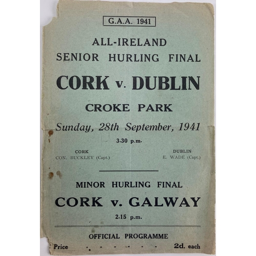 1162 - Cork v. Dublin, All-Ireland 1941Programme, Hurling 1941, All-Ireland Senior Hurling Final, Cork v. D... 
