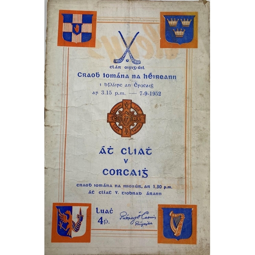 1165 - 1952 All-Ireland Hurling FinalG.A.A.: Programme 1952, Craobh Iomana na hEireann ibPairc an Chro... 