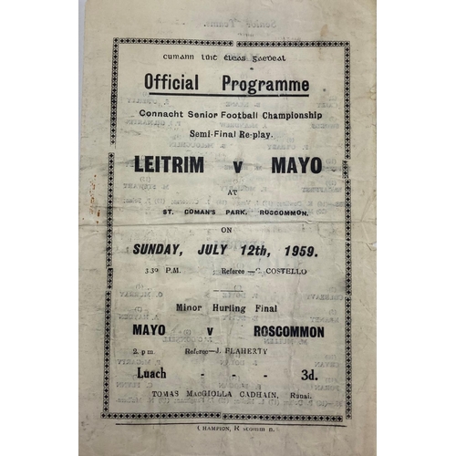 1176 - G.A.A., Programmes, Connaught 1959-63, Official Match Programmes, to include:* Connaught Senior Foot... 