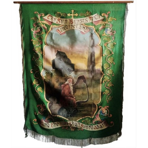 925 - Important Irish Land League BannerPolitical Patriot / Religious Banner. A large and impressive paint... 