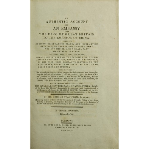 1010 - Staunton (Sir Geo.) An Authentic Account of An Embassy from the King of Great Britain to the Emperor... 