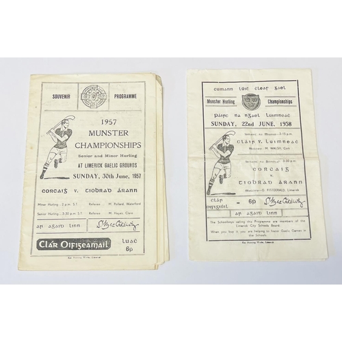 1168A - Programmes:  G.A.A. - Munster 1957/58, two Official Match Programmes for Munster Senior Hurling Cham... 