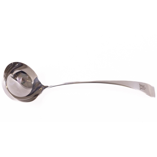 94 - A heavy silver crested Sauce Ladle, taper pattern, Sheffield c. 1912, 32cms (12 1/2