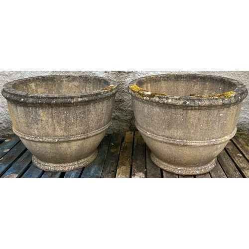 1378 - A fine unusual set of 4 large terracotta style composition Garden Planters, each of circular mo... 