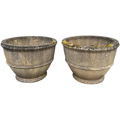 1378 - A fine unusual set of 4 large terracotta style composition Garden Planters, each of circular mo... 